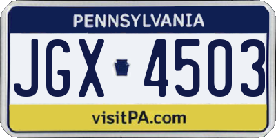 PA license plate JGX4503