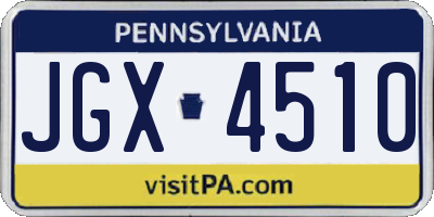 PA license plate JGX4510