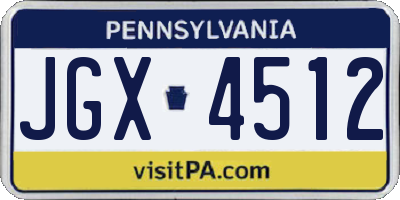 PA license plate JGX4512