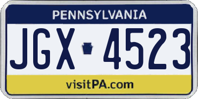 PA license plate JGX4523
