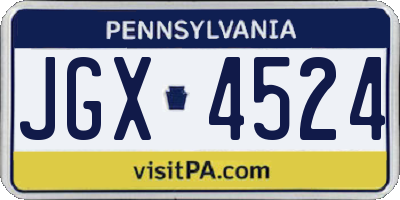 PA license plate JGX4524