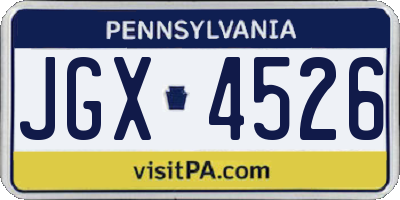 PA license plate JGX4526