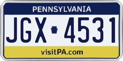 PA license plate JGX4531