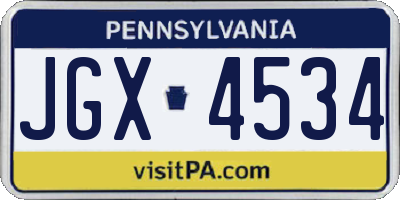 PA license plate JGX4534