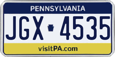 PA license plate JGX4535