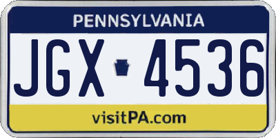 PA license plate JGX4536