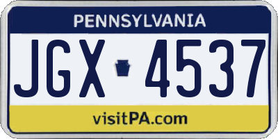 PA license plate JGX4537