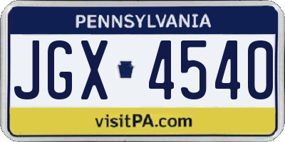 PA license plate JGX4540