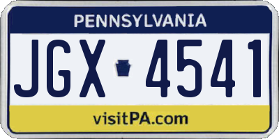PA license plate JGX4541