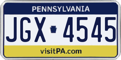 PA license plate JGX4545