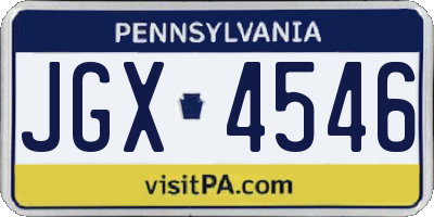 PA license plate JGX4546