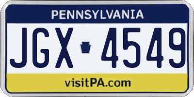 PA license plate JGX4549