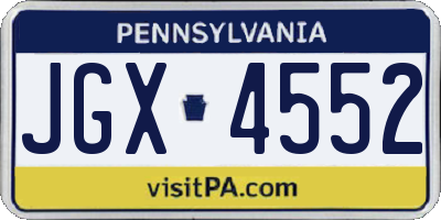 PA license plate JGX4552