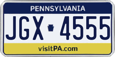 PA license plate JGX4555