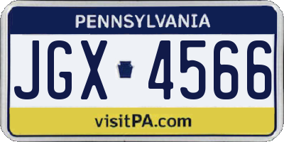 PA license plate JGX4566