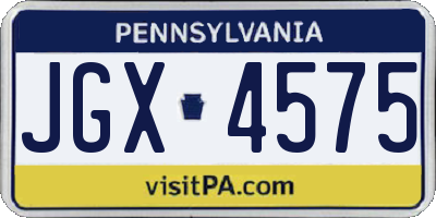 PA license plate JGX4575
