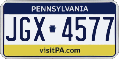 PA license plate JGX4577