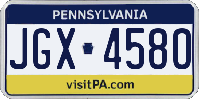 PA license plate JGX4580