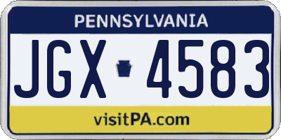 PA license plate JGX4583