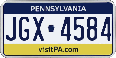 PA license plate JGX4584