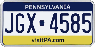 PA license plate JGX4585