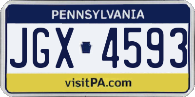 PA license plate JGX4593