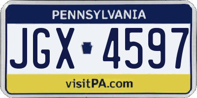PA license plate JGX4597