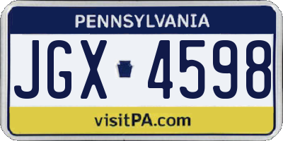 PA license plate JGX4598