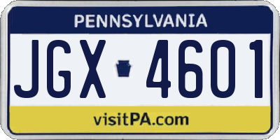PA license plate JGX4601