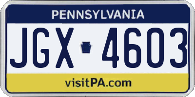 PA license plate JGX4603