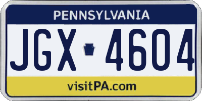 PA license plate JGX4604