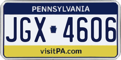 PA license plate JGX4606