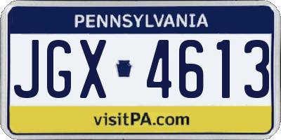 PA license plate JGX4613