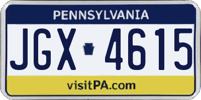 PA license plate JGX4615