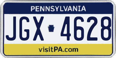 PA license plate JGX4628