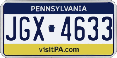 PA license plate JGX4633