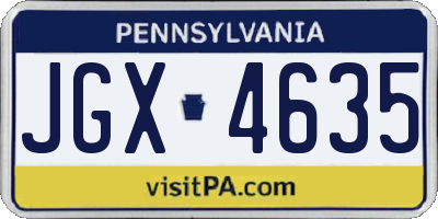 PA license plate JGX4635