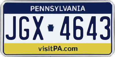 PA license plate JGX4643