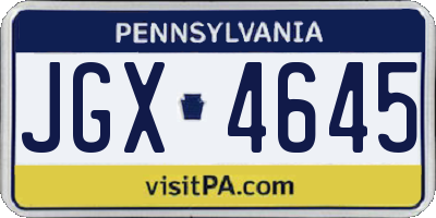 PA license plate JGX4645