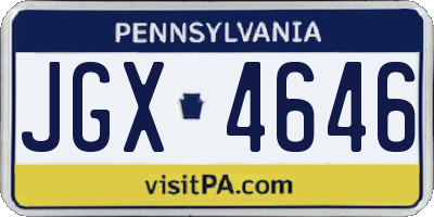 PA license plate JGX4646
