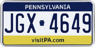 PA license plate JGX4649