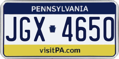 PA license plate JGX4650
