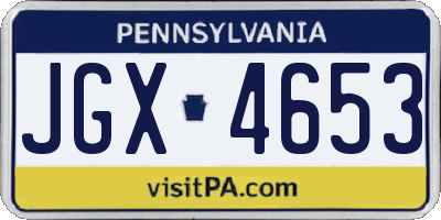 PA license plate JGX4653