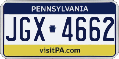 PA license plate JGX4662