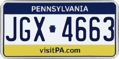 PA license plate JGX4663