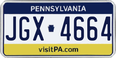 PA license plate JGX4664