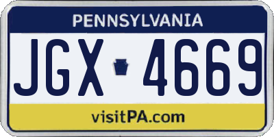 PA license plate JGX4669