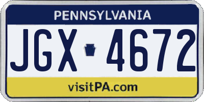 PA license plate JGX4672