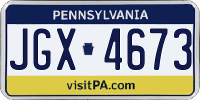 PA license plate JGX4673