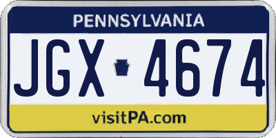 PA license plate JGX4674